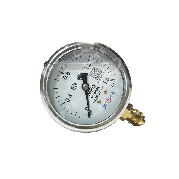 Манометр с гидрозаполнением Экомера 0...1,6 МПа G1/4 снизу